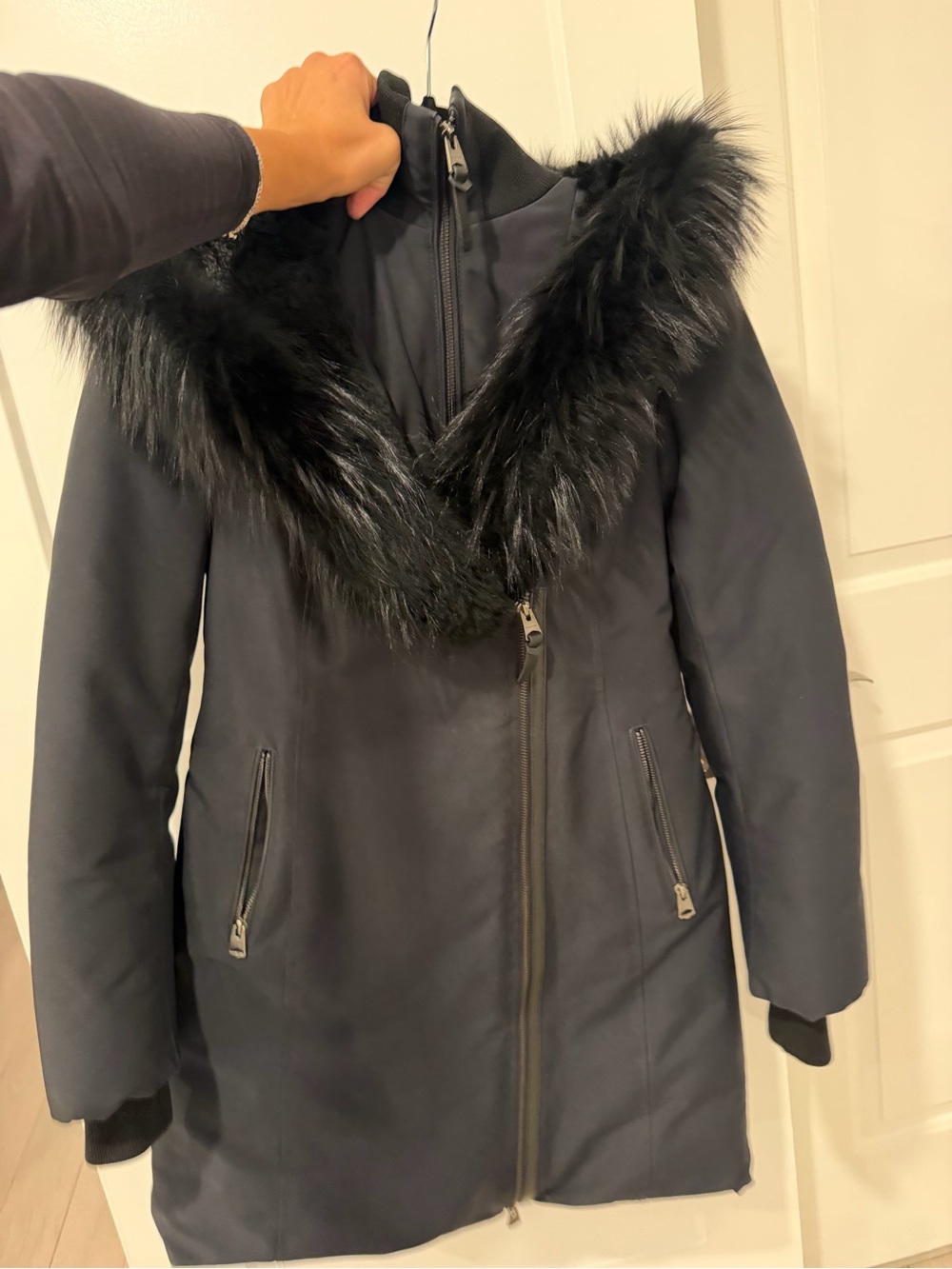 Mackage Black Faux-Fur Trim Puffer Coat